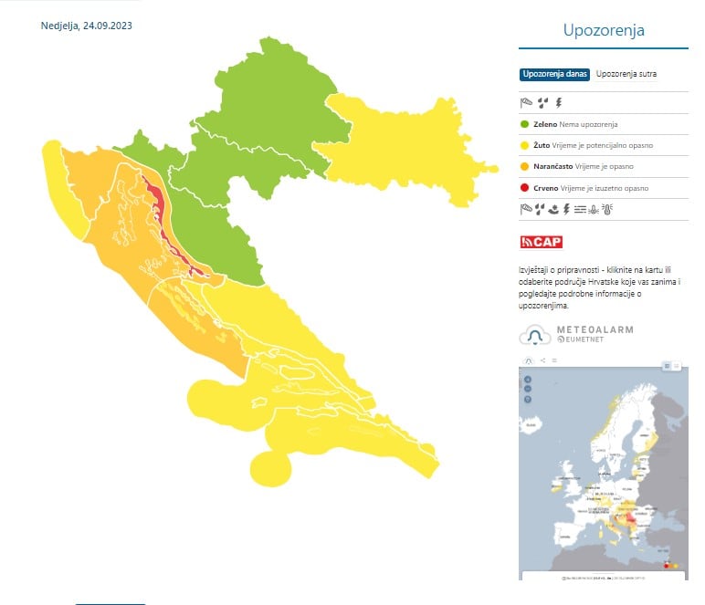 Novo Upozorenje: Upaljen Meteoalarm Za Gotovo Cijelu Hrvatsku, Jedna ...